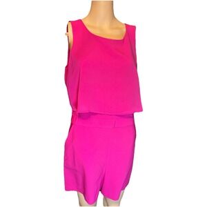 Bebe Hot Pink Polyester/Spandex Sleeveless Romper W/Pockets Size 10!! Adorable!!